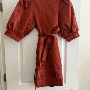 Samsøe & Samsøe Celestina puff-sleeve dress in a rust M